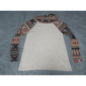 Vanilla Bay Top Womens Cowl Neck Large Patterned Sleeves Casual